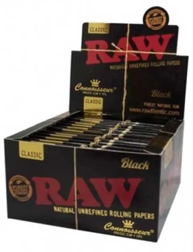RAW Connoisseur Χαρτάκια Black - Ακατέργαστο - King Size Slim με Τζιβάνα 32φ. - 24τεμ.
