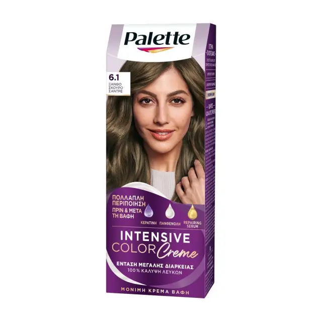 Schwarzkopf Palette Βαφή Μαλλιών Intensive Color Creme - 6.1 Ξανθό Σκούρο Σαντρέ