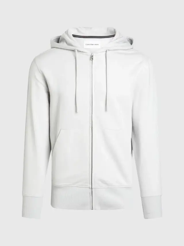 Calvin Klein - Ανδρική Ζακέτα Institutional Zip Through Hood με Φερμουάρ και Κουκούλα Regular Fit J30J325148-PC8 Γκρι