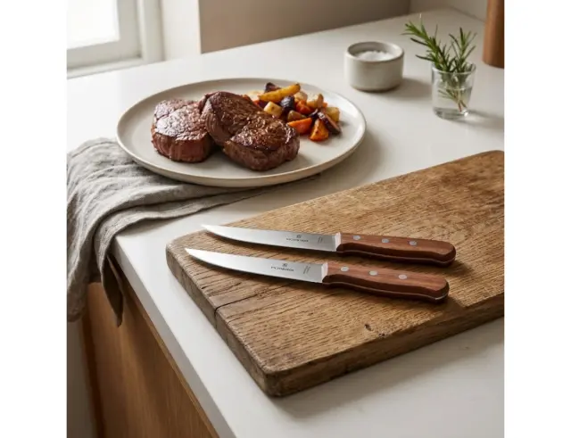 Σετ Μαχαίρια steak Victorinox με ξύλινες λαβές και μήκος λεπίδας 12cm - 2 τεμάχια - Σε συσκευασία δώρου5.1120.2G