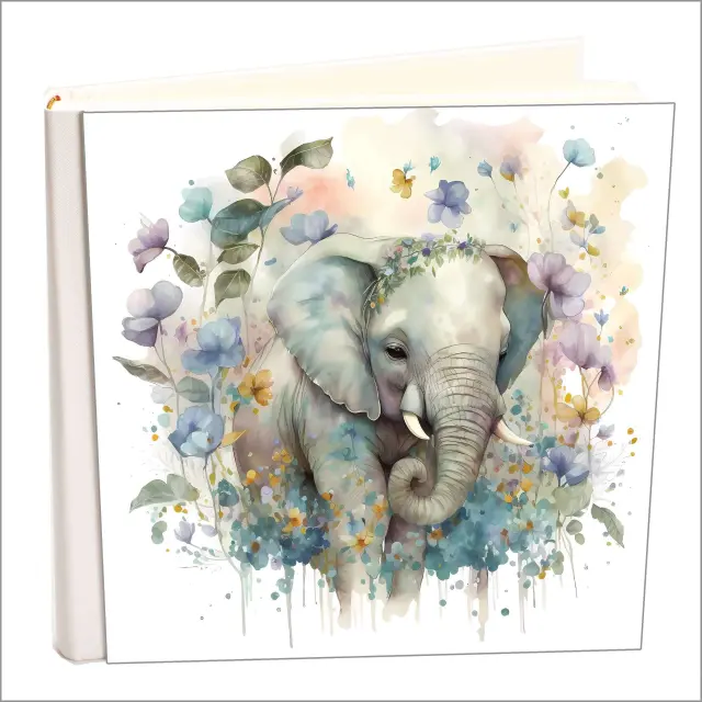 Άλμπουμ βιβλιδετημενο δερματινης my album,love elephant , άλμπουμ με ριζόχαρτο 35x35cm και κουτί άλμπουμ (κωδ. 35056)