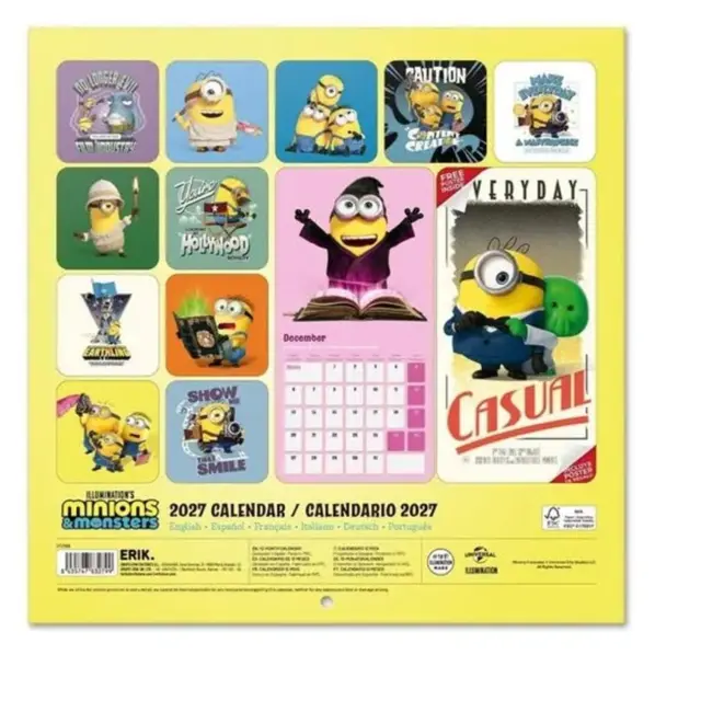 HMEΡΟΛΟΓΙΟ ΤΟΙΧΟΥ MINIONS 3 2027 30X30 CALENDAR CP27026 2
