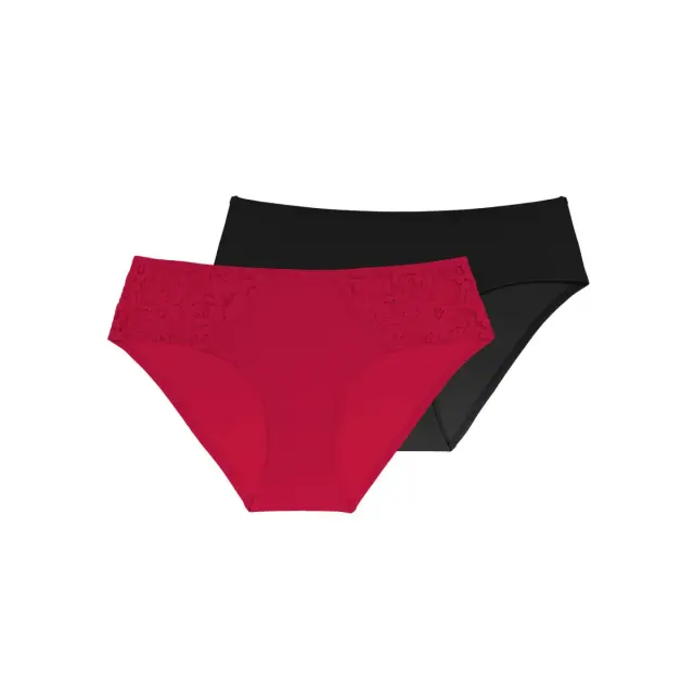 DORINA Γυναικείο Slip Ara Brief - Διπλό Πακέτο, Χρώμα Κόκκινο-Μαύρο