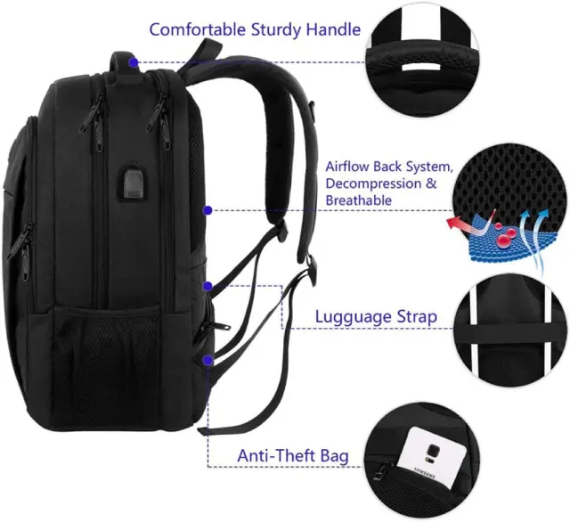 Σακίδιο πλάτης 28L Laptop 15,6” Matein 1007 μαύρο - One Size 3