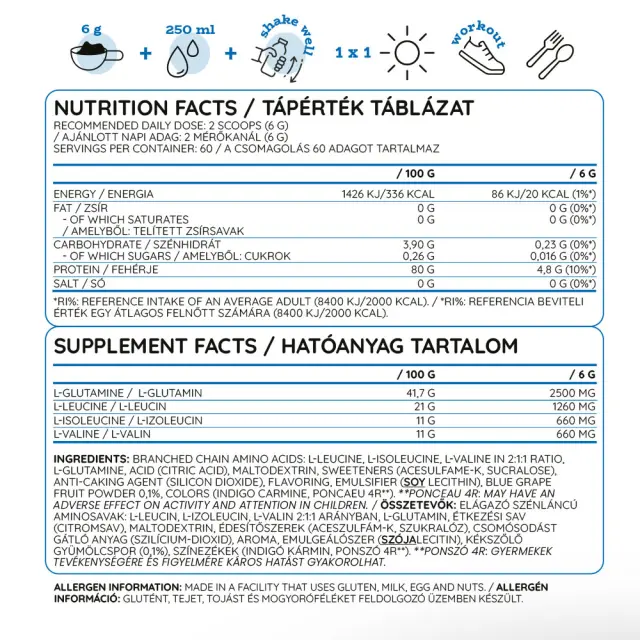Nutriversum BCAA + GLUTA Blue Grape, 360 g 2