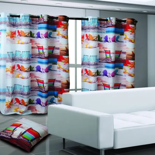 Σετ 2 Τεμ Κουρτίνα 140Χ280-Μαξιλάρι 40Χ40 Das Home Happy 9245 Καφέ-Σιέλ
