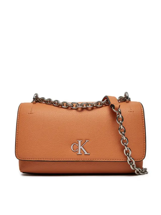 Calvin Klein Γυναικεία Τσάντα Minimal Monogram Extra Wide Flap 21 Καφέ