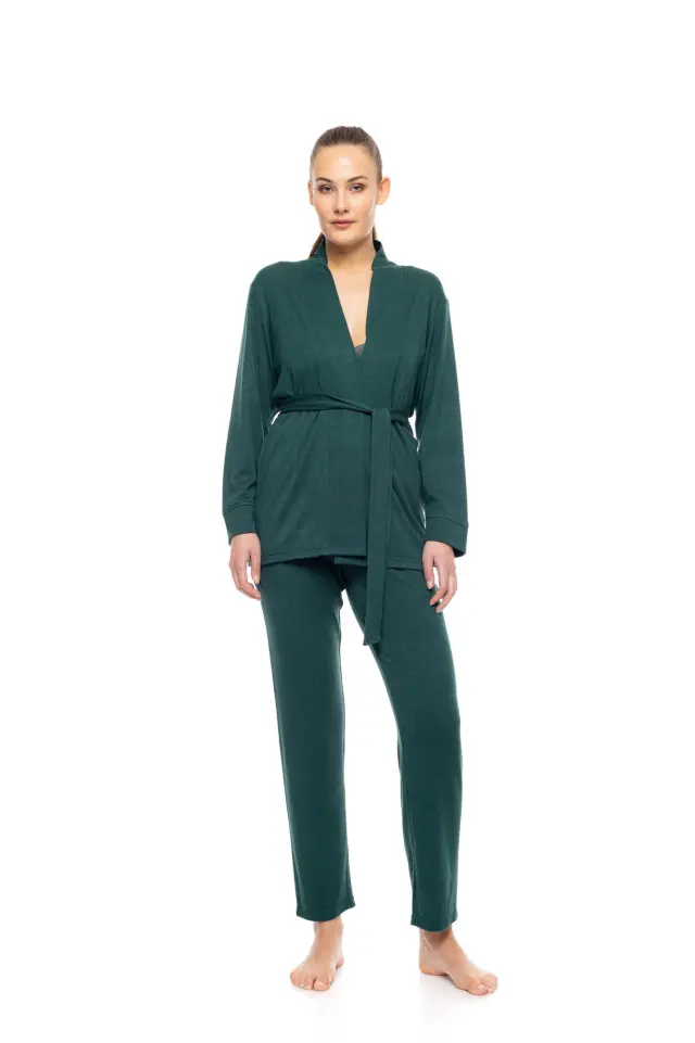 W1831 - Dark Green - PYJAMA 3PCS SET SOFT NIGHTS