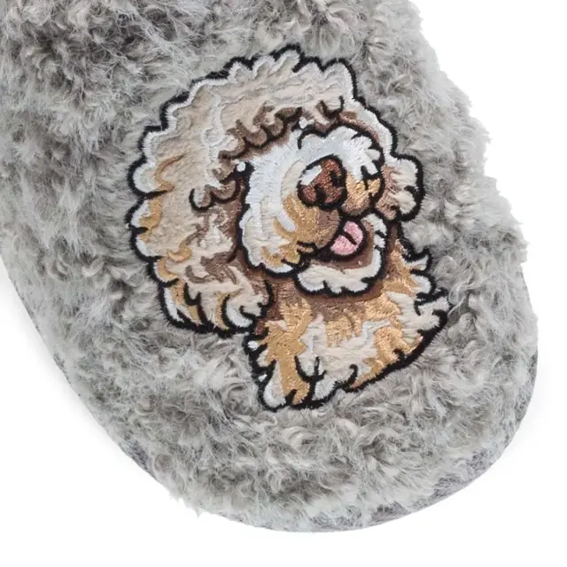 Parex Γυναικείες Παντόφλες Σπιτιού Plush Doggy, Χρώμα Γκρι 3