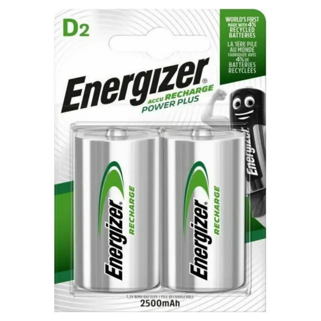 Μπαταρία Επαναφορτιζόμενη Energizer ACCU Recharge Power Plus HR20 LR20 2500 mAh size D 1.2V Τεμ. 2