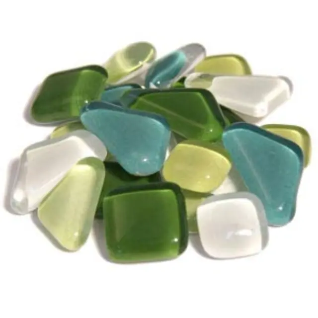 Γυάλινες Ψηφίδες Soft Glass - Green Mix - Πολυγωνικές - 200gr
