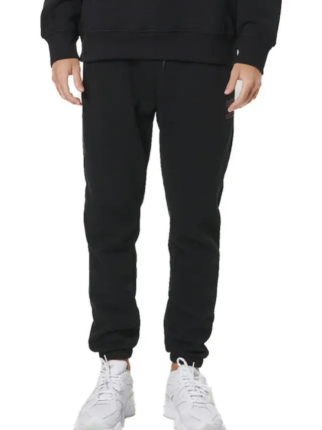 Body ActionΠαντελόνι Φόρμας με Λάστιχο Μαύρο FLEECE - 2XL