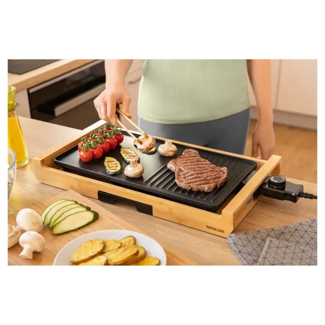 Επιτραπέζια Ηλεκτρική Ψηστιέρα 2 in 1 Premium Bamboo Sencor SBG 206BK 2