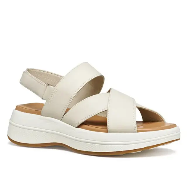 Γυναικεία Δερμάτινα Σανδάλια Flatforms Geox Spherica D650VC 0009B C1122 Μπεζ Μπεζ - 39 2