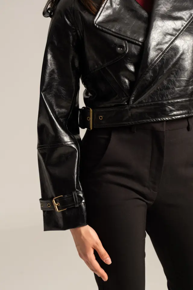 Cropped biker τζακετ δερματίνη PENELOPE - XL 3