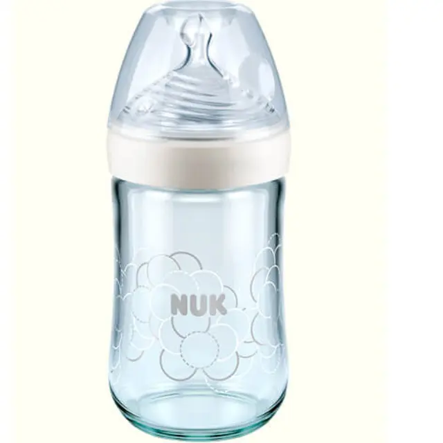 Nuk Nature Sense Γυάλινο Μπιμπερό με Θηλή Σιλικόνης Μεγέθους 1 (0-6 Μηνών) Medium Οπή για Γάλα 240ml 2