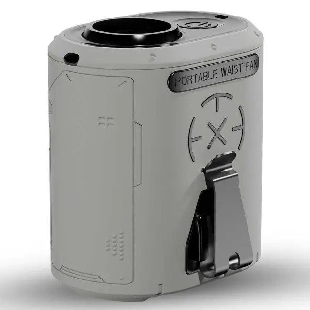 Techsuit - Premium Portable Mini Fan (Z14) - with Power Bank, Rechargeable, 5 Wind Speeds, Belt Buckle, 5000mAh - Gray 2