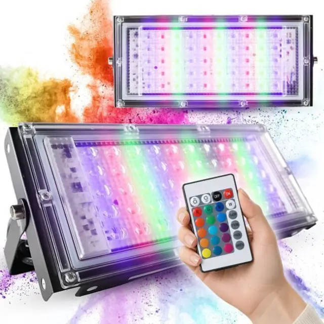 LIGHT4ME IP RGB PANEL panel-type floodlight 50 × 0.5W R/G/B LED wireless remote control power switch mounting bracket AC power supply