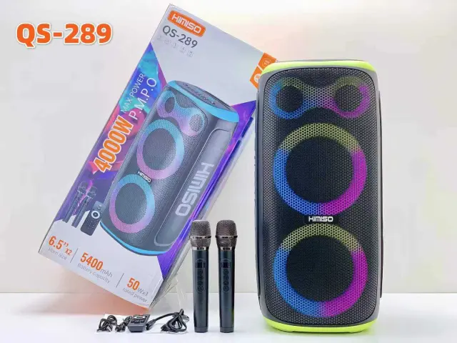 Φορητό ηχείο subwoofer με 2 μικρόφωνα Karaoke - QS-289 - 260486 - Green 2