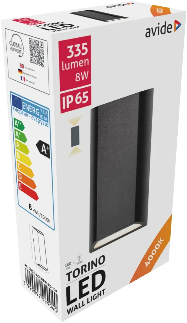 Avide Εξωτερικό Φωτιστικό Τοίχου Torino 2 Way LED 8W Λευκό 4000K IP65 15.001.0649 2