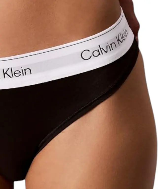 Calvin Klein - Γυναικείο String Icon 2 Pack Cotton Modal LV00QF8834-PSO Μαύρο/Γαλάζιο 3