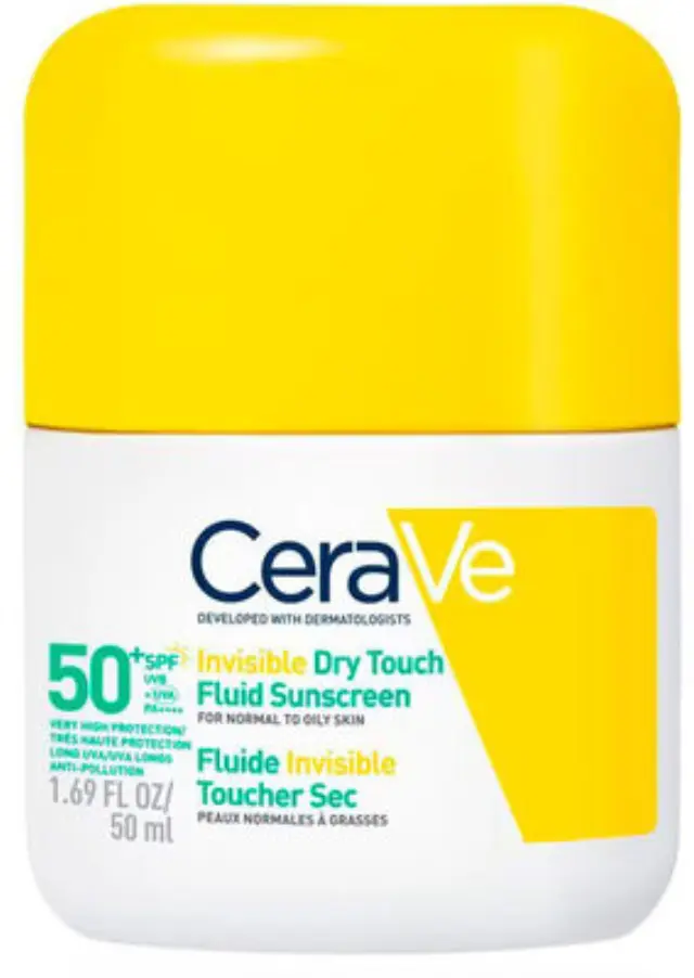 CeraVe Invisible Dry Touch Fluid Sunscreen Αντηλιακό Προσώπου για Κανονική έως Λιπαρή επιδερμίδα SPF50+, 50ml