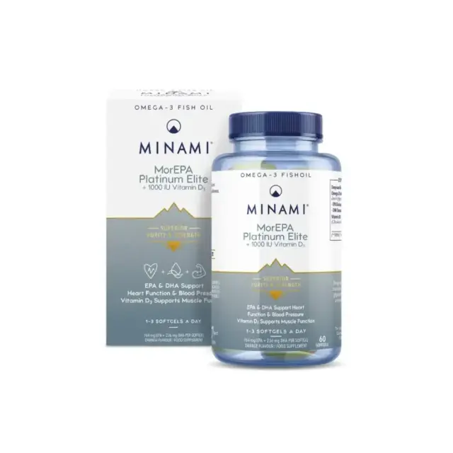 Minami MorEPA Platinum Elite + Vitamin D3 60softgels, Συμπλήρωμα Διατροφής για την Ομαλή Λειτουργία του Καρδιαγγειακού Συστήματος & της Αρτηριακής Πίεσης 60 μαλακές κάψουλες