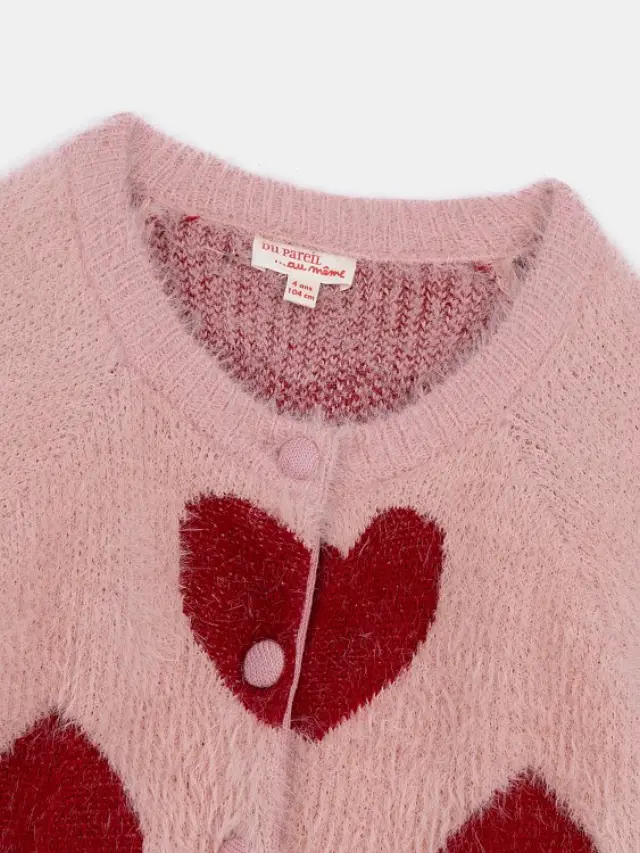 Παιδική Ζακέτα για Κορίτσια Fluffy Hearts ΡΟΖ 3