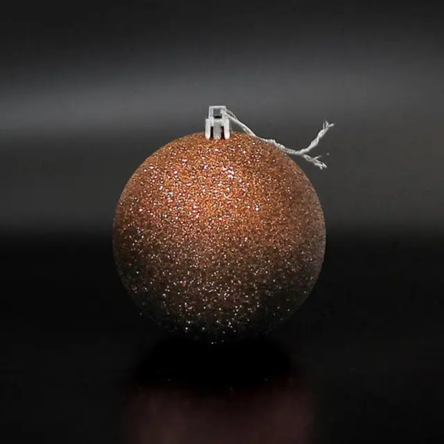 Πλαστικές Μπάλες Καφέ Με Glitter S/6τμχ 8cm