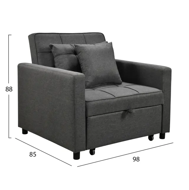 ΠΟΛΥΘΡΟΝΑ-ΚΡΕΒΑΤΙ FB93306.01 ΓΚΡΙ ΥΦΑΣΜΑ 98x85x88Υεκ. 2