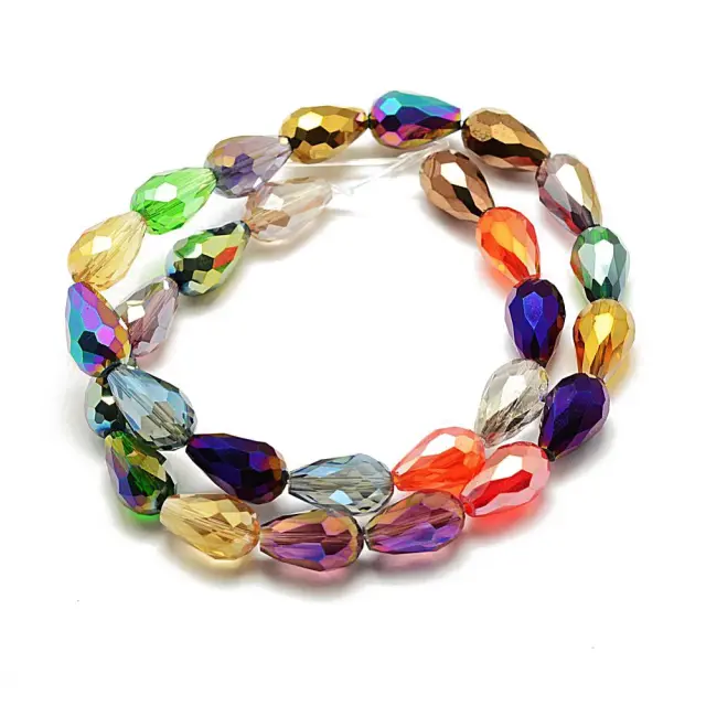 Χάντρα Γυάλινη AB - Drop Mix Color 15x10mm ~28τεμ