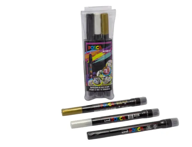 Μαρκαδόροι Σχεδίου Uni Posca PCF-350 με πάχος μύτης 1.0-10.0mm - 3 τεμάχιαPCF-350/3P