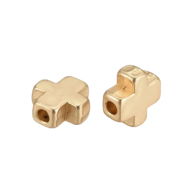 Χάντρα Σταυρουδάκι 8.5x8x3.5mm, 18K Επίχρυσο - 10τεμ
