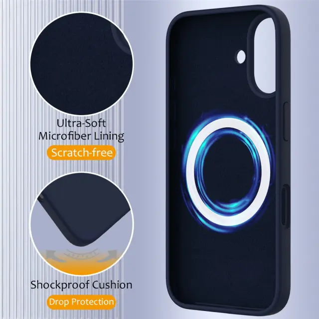 Θήκη Σιλικόνης με MagSafe για iPhone 16 Plus -Dark Blue OEM 2