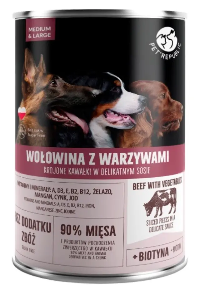 PET REPUBLIC Adult Medium & Large Beef with vegetables - wet dog food - 1250g