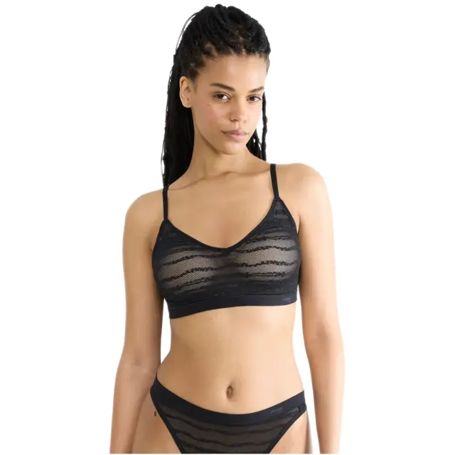 Sloggi Γυναικείο Σουτιέν Push-Up Free Evolve PU Lace, Χρώμα Μαύρο