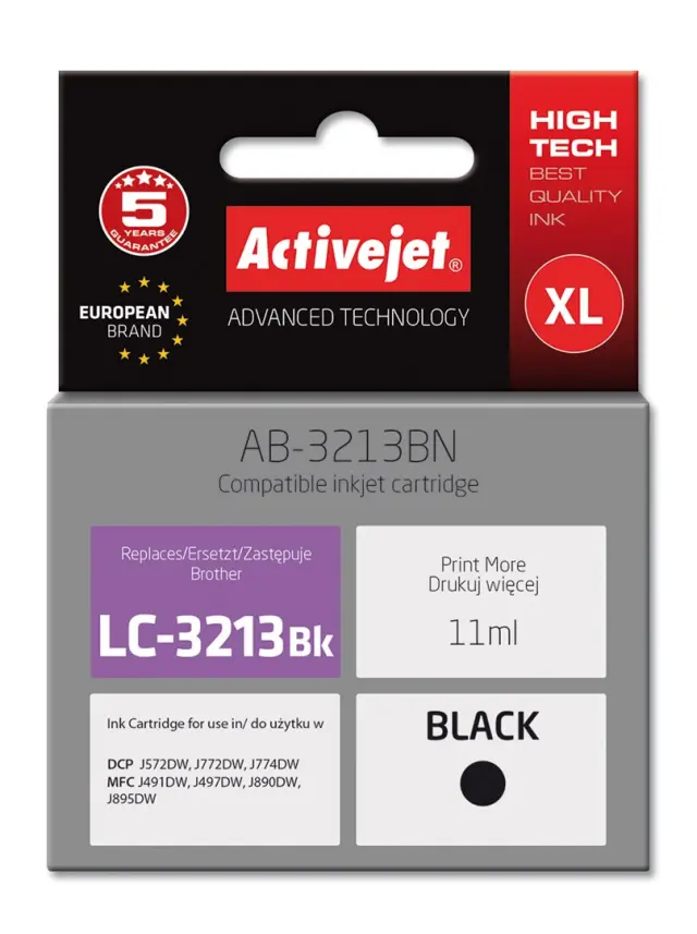 Activejet AB-3213BN Ink Cartridge (replacement for Brother LC3213BK; Supreme; 11 ml; black)