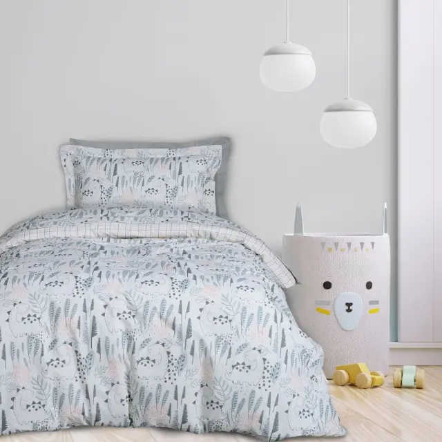 Σεντόνια Σετ Μονό 170x240, 50x70+5 Πράσινο-Σομόν-Γκρι 4879 Das Kids