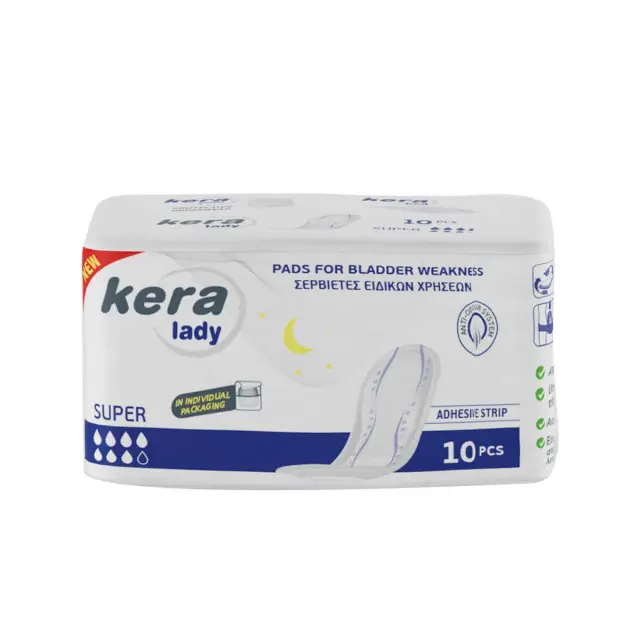 Σερβιέτες ακράτειας kera Lady Super 10 τεμαχίων
