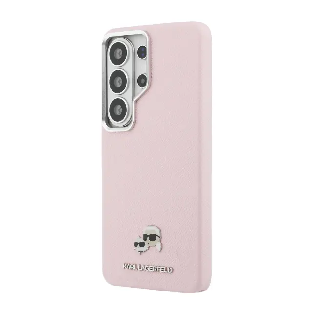 Karl Lagerfeld Grained PU Leather K&CH Heads Magnetic Case for Samsung Galaxy S26 Ultra Pink 2