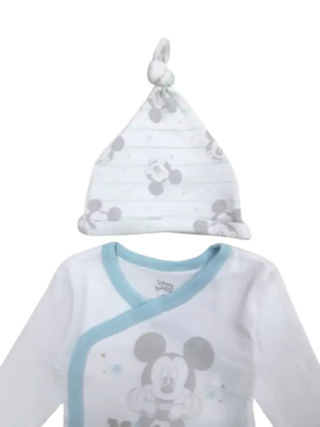 Σετ Νεογέννητου 4τμχ Interlock White Light Blue Mickey 8040114 - 0-3 μηνών (56-62cm) 3