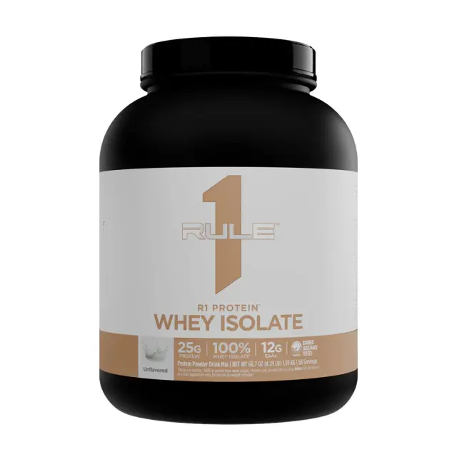 Rule1 Naturally Flavored R1 Protein Whey Isolate Naturally Unflavored, 4 lbs