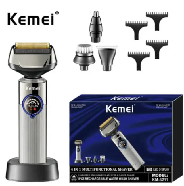 Kemei Επαγγελματική Επαναφορτιζόμενη Ξυριστική Μηχανή Προσώπου KM-3211