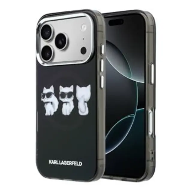 Karl Lagerfeld IML Choupette Trio Watercolor MagSafe Case for iPhone iPhone 17 Pro Max Black