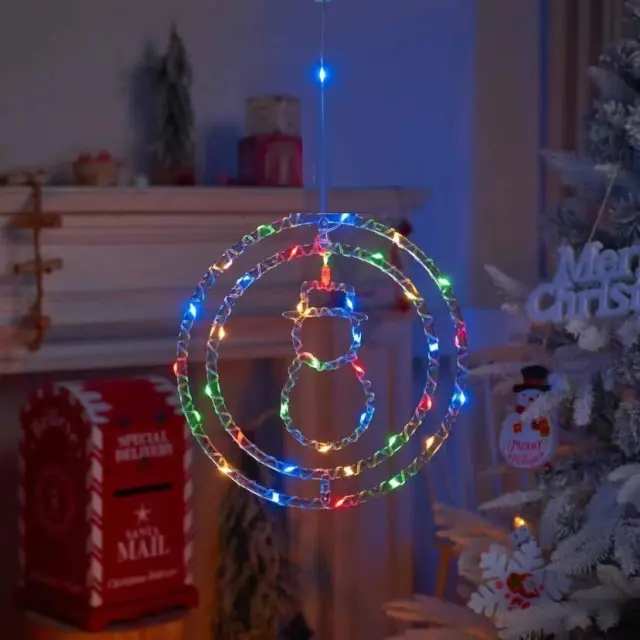 Χριστουγεννιάτικο φωτεινό διακοσμητικό 3D LED κρεμαστό - Xιονάνθρωπος - 2pcs - 272313 - RGB 2