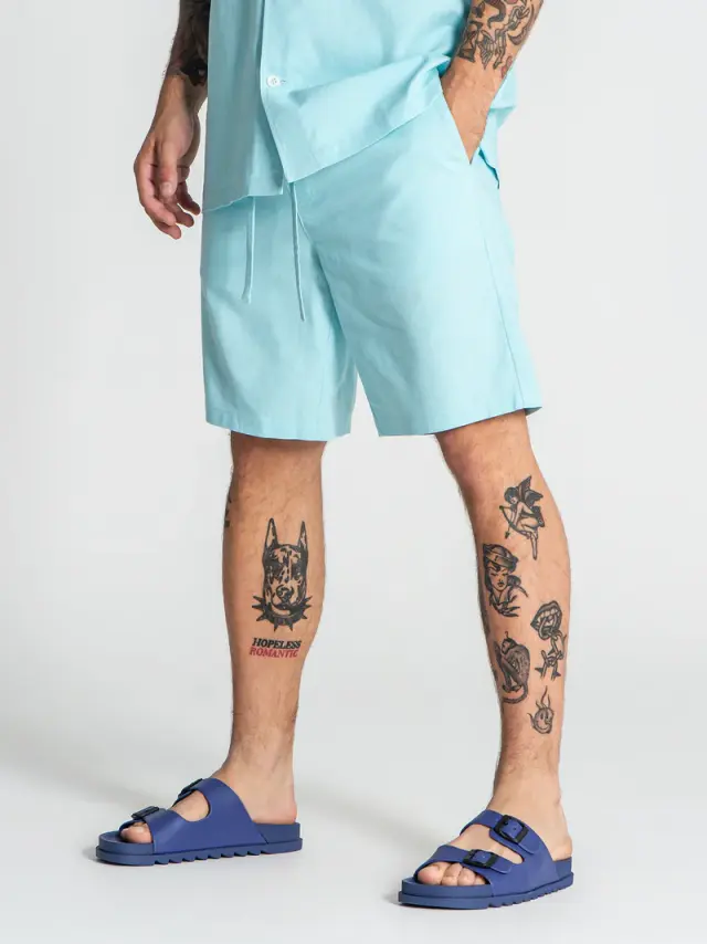 Gianni Kavanagh Aνδρικό NATURA Λινό Shorts - Light Blue - S 3