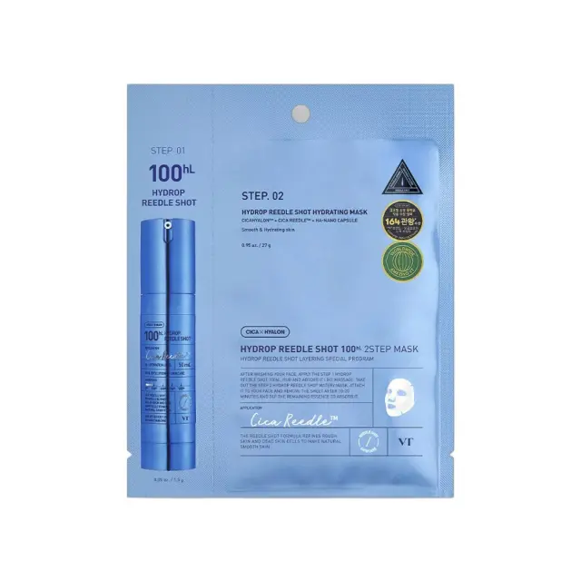 VT Cosmetics Hydrop Reedle Shot 02 Step Mask Ενυδατική Μάσκα Προσώπου με Υαλουρονικό Οξύ, 1τμχ