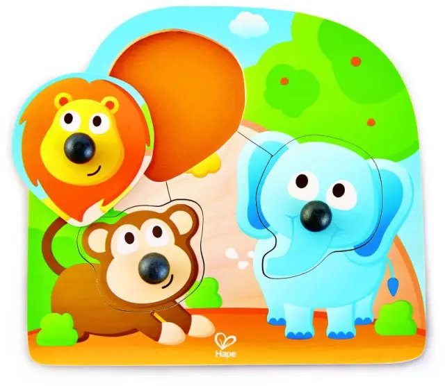 Hape Happy Puzzles Ξύλινο Παζλ Ζωάκια Big Nose Jungle Peg