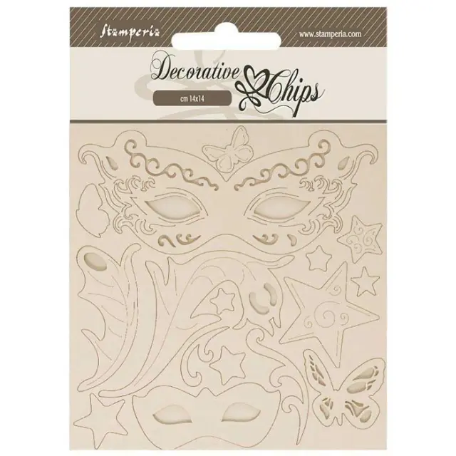 Διακοσμητικά Chipboard Stamperia - Masquerade Masks 14x14cm - 1τεμ