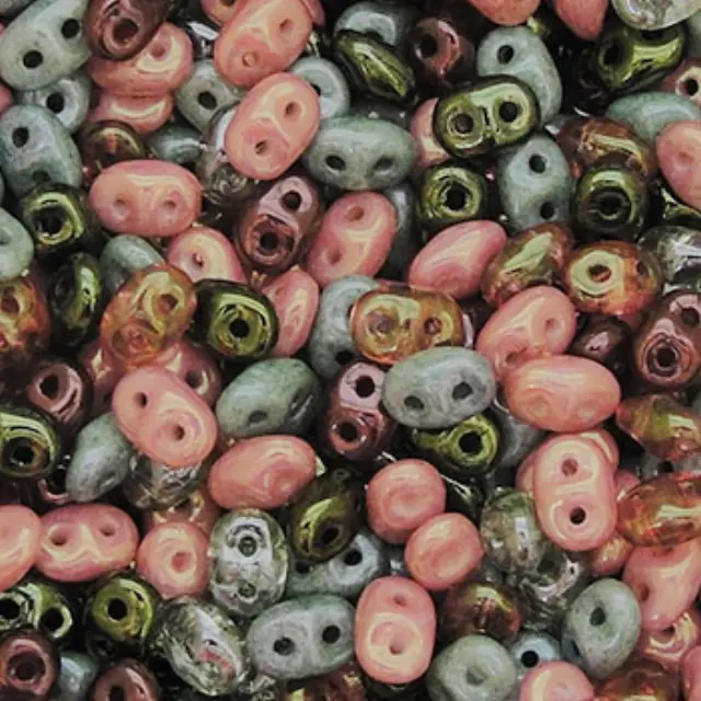 Χάντρα Superduo - Mix Antique Roses - 2.5x5mm ~10gr
